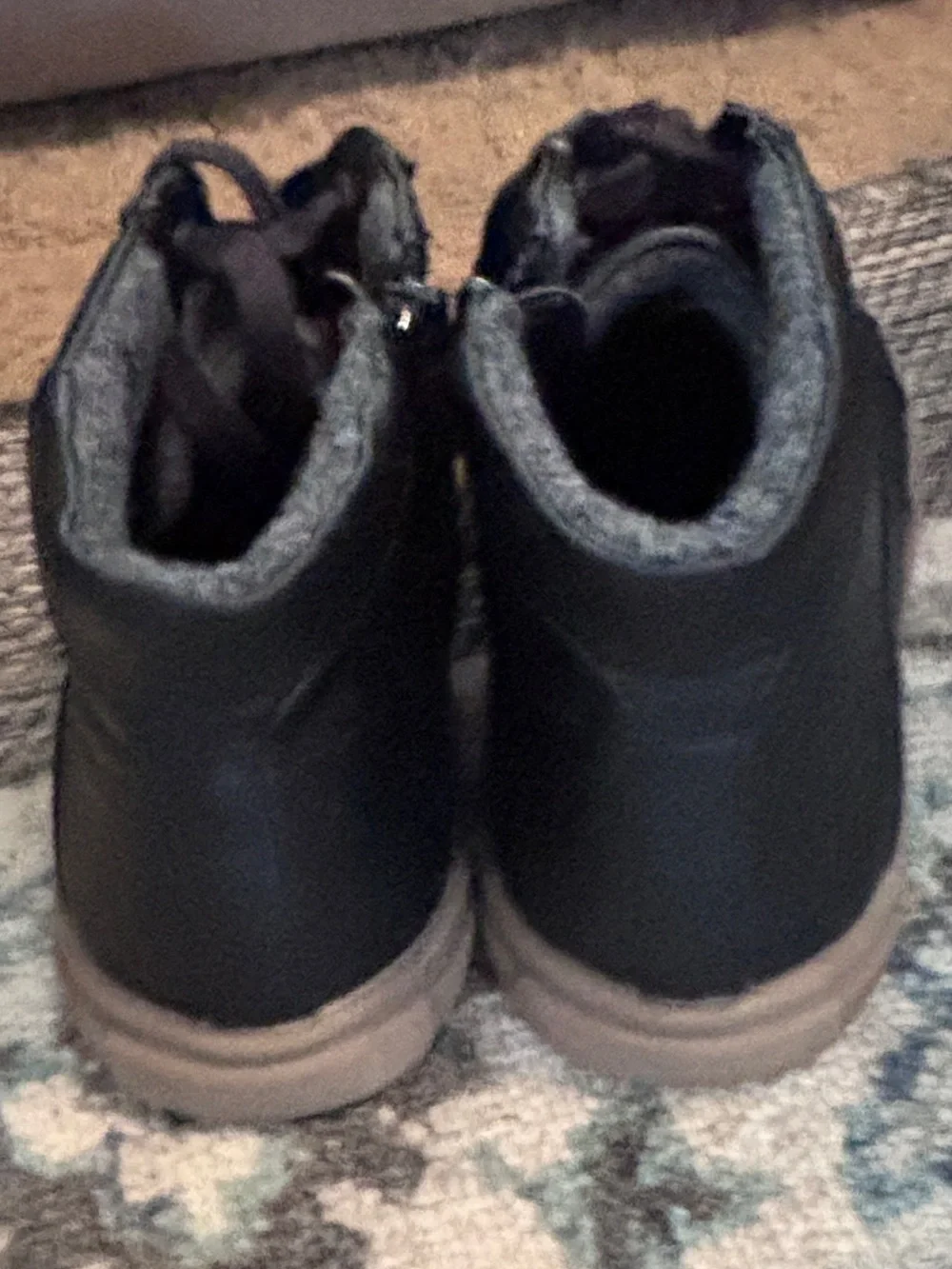 Men's Black High-Top Lace-Up Boots with Dark Plum Laces